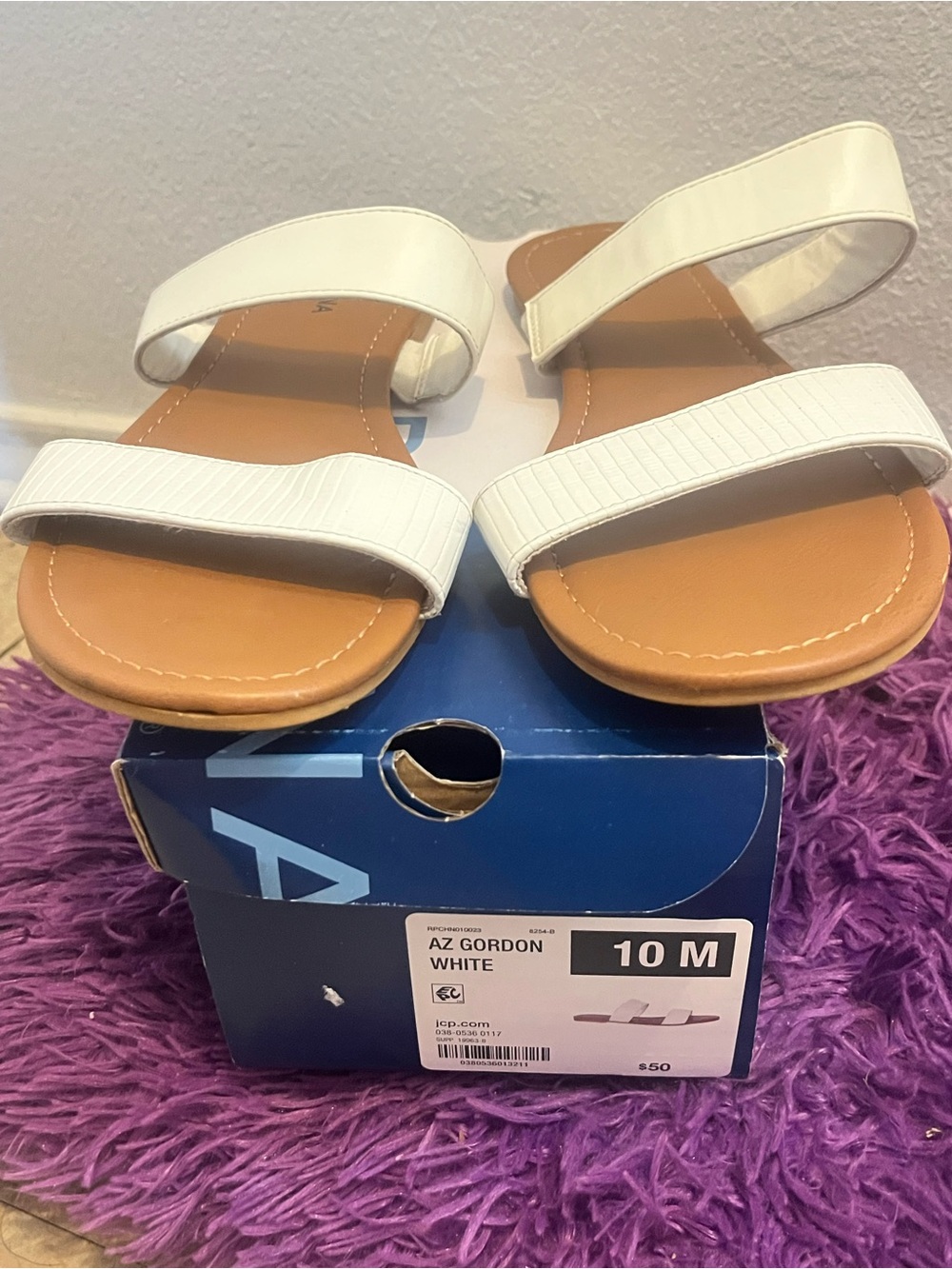 Arizona Jean Company White Double Band Slide Sandals - Picture 3 of 5